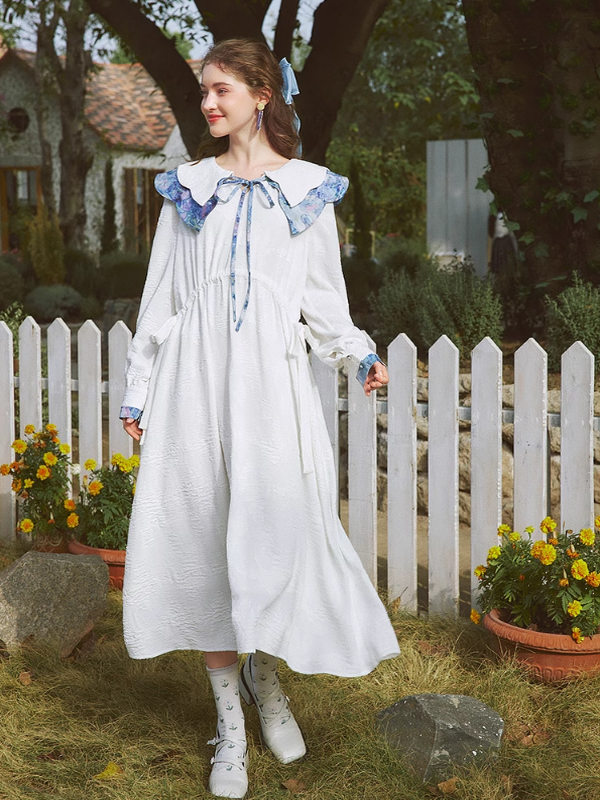 Spring Harmony Blue Collar Dress