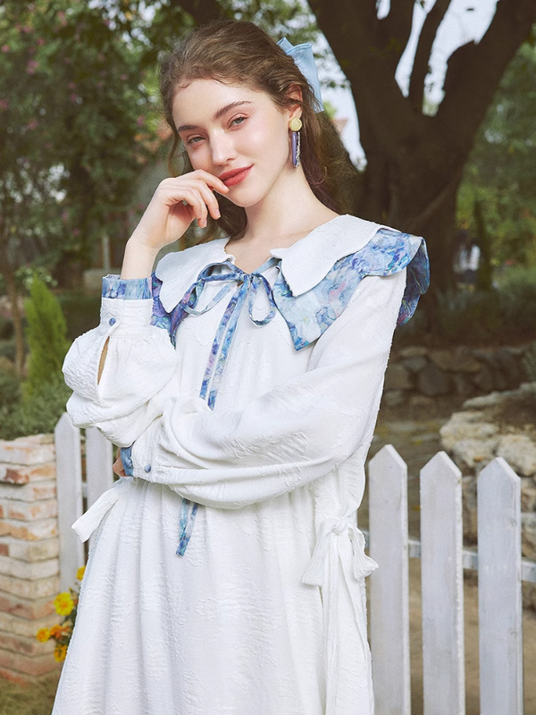 Spring Harmony Blue Collar Dress
