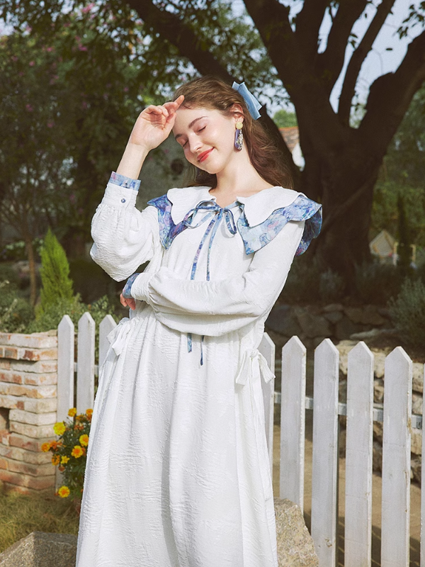 Spring Harmony Blue Collar Dress