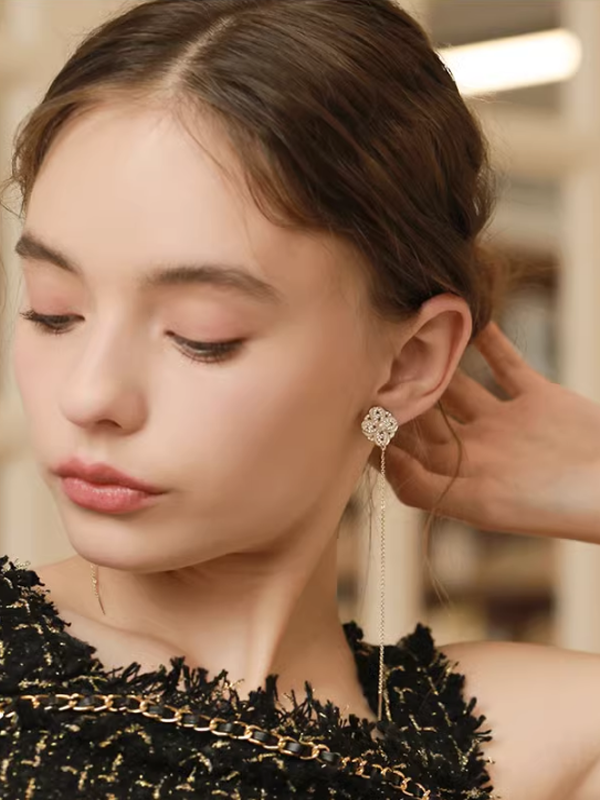 Gray Drop Pearl Surgical Earrings