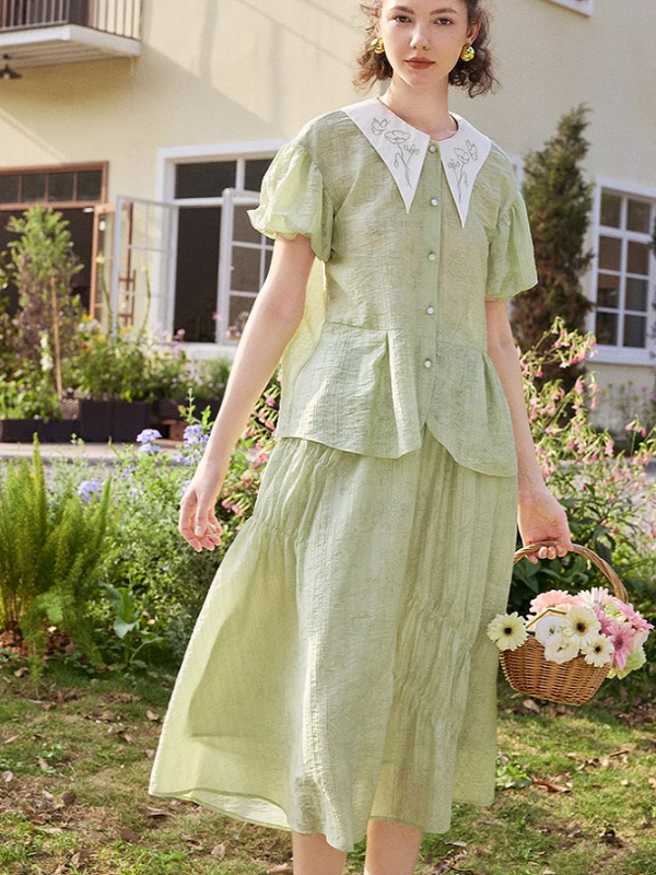 Green Bliss Floral Skirt