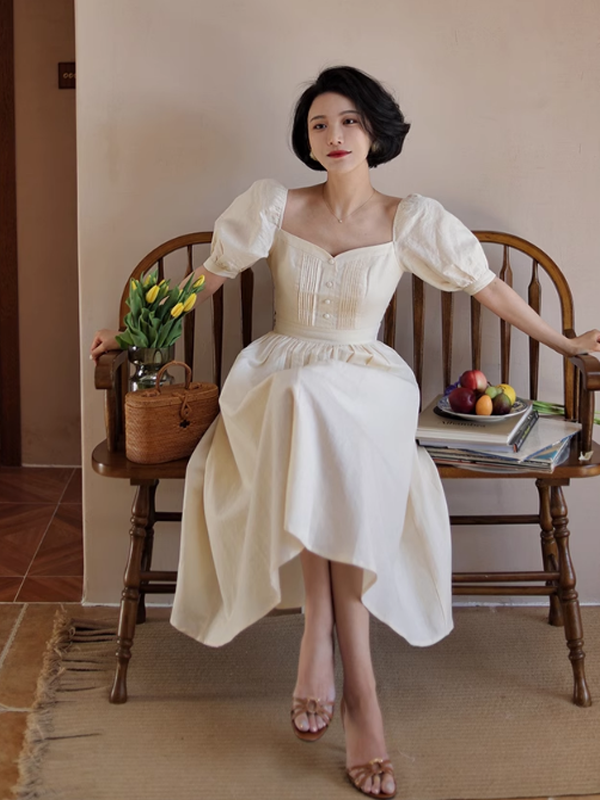 Vintage Elegance Midi Dress