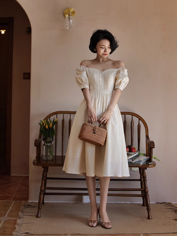 Vintage Elegance Midi Dress