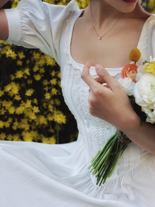 Vintage Lace Elegance White Dress