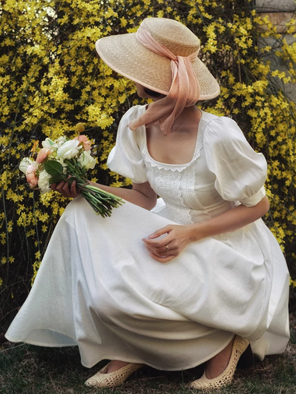 Vintage Lace Elegance White Dress