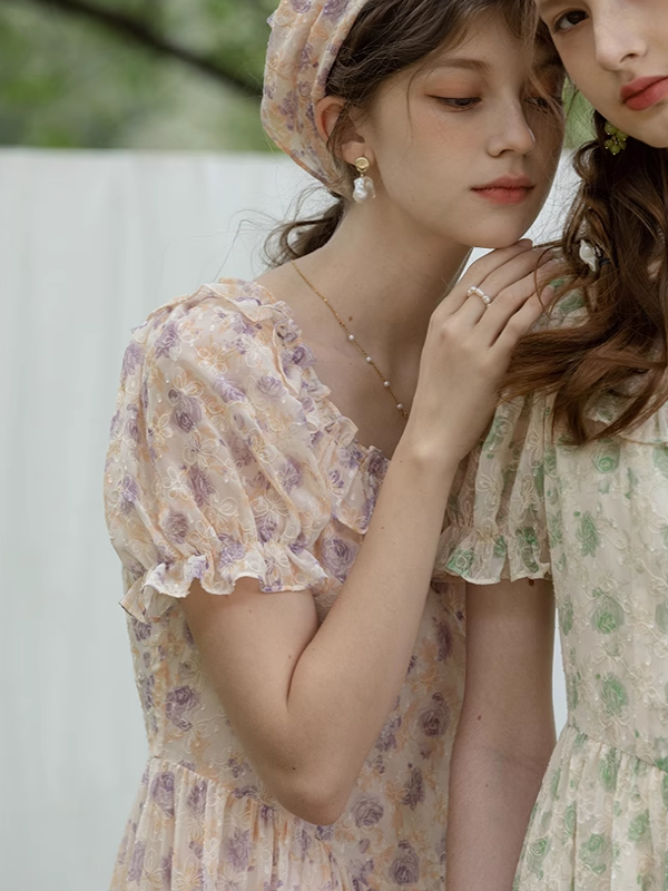 Garden Floral Embroidered Dress