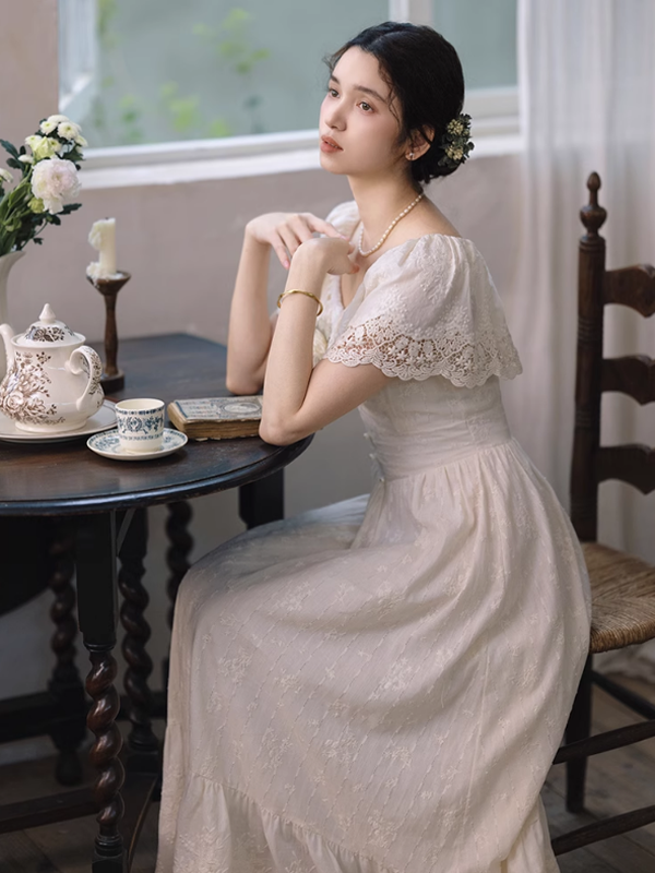 Ivory Whisper Embroidered Dress