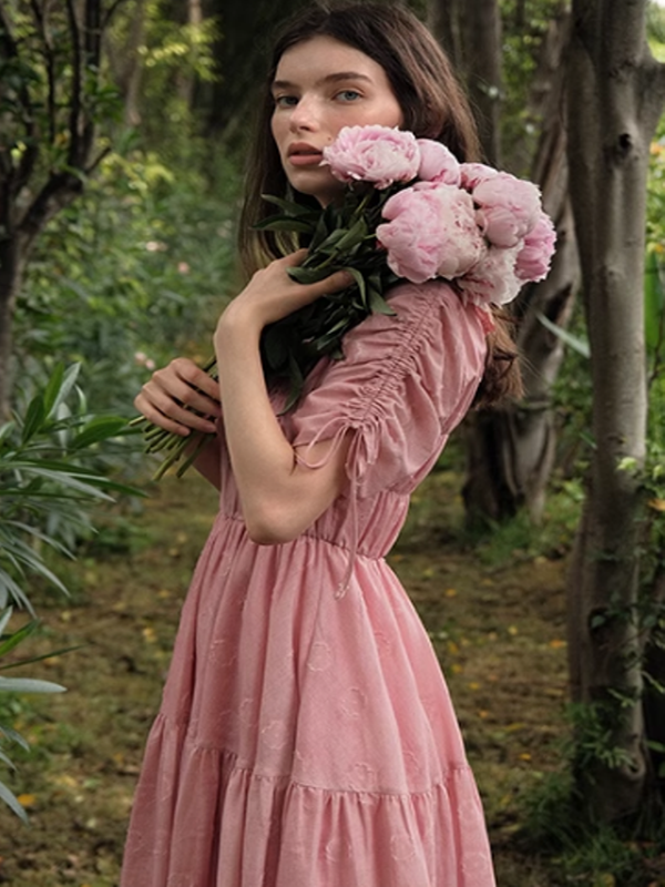 Blushing Pink Shirring Dress