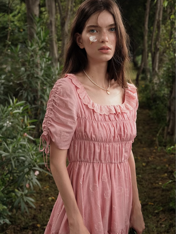 Blushing Pink Shirring Dress