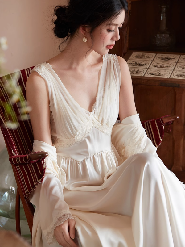 white nightgown dress Ethereal Princess White Nightgown Set White / S