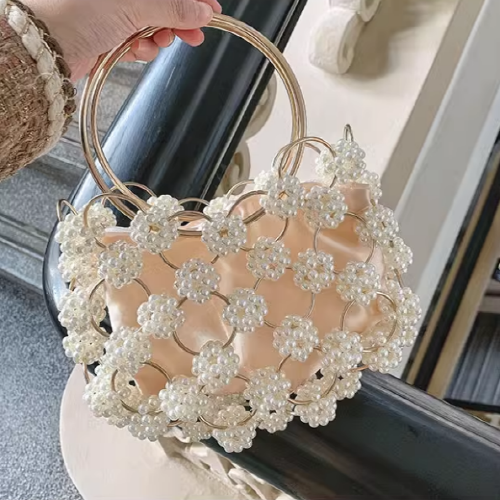 Vintage Beads Flower Fairy Zipper Handbag