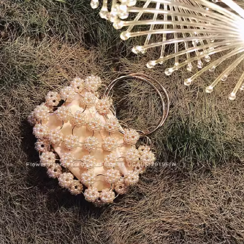 Vintage Beads Flower Fairy Zipper Handbag