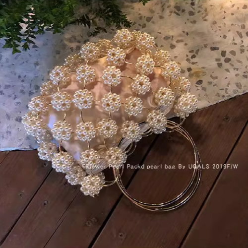 Vintage Beads Flower Fairy Zipper Handbag