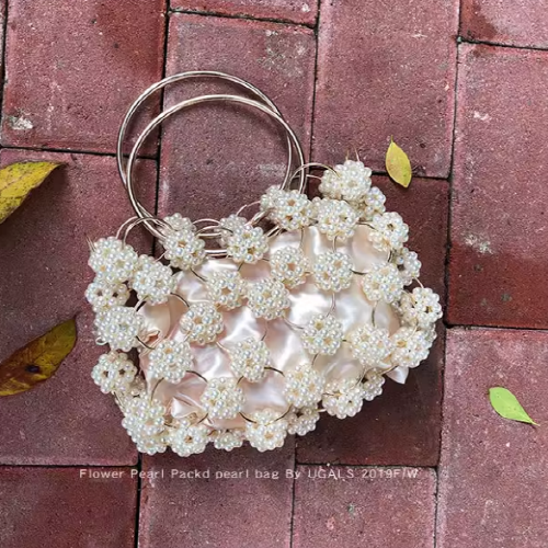 Vintage Beads Flower Fairy Zipper Handbag