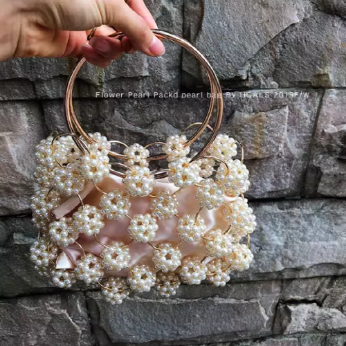 Vintage Beads Flower Fairy Zipper Handbag