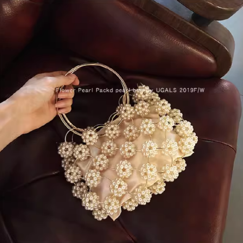 Vintage Beads Flower Fairy Zipper Handbag