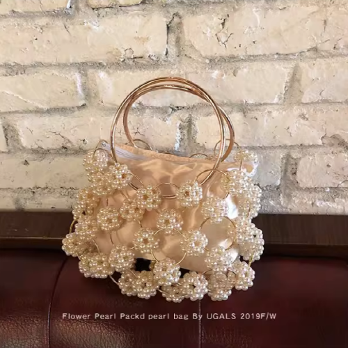 Vintage Beads Flower Fairy Zipper Handbag