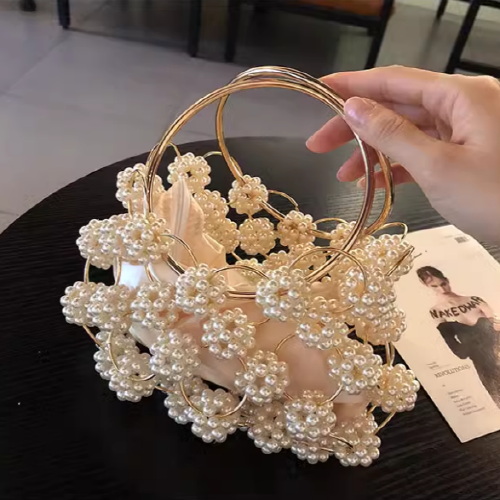 Vintage Beads Flower Fairy Zipper Handbag