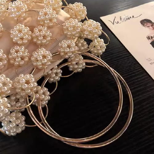 Vintage Beads Flower Fairy Zipper Handbag