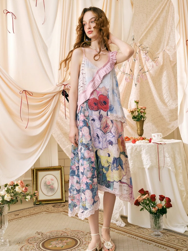 Fairycore Whimsical Floral Art Dress