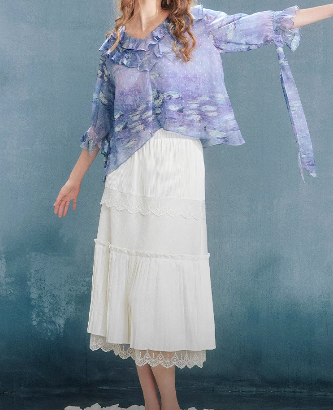 Ethereal Lace Tiered White Skirt
