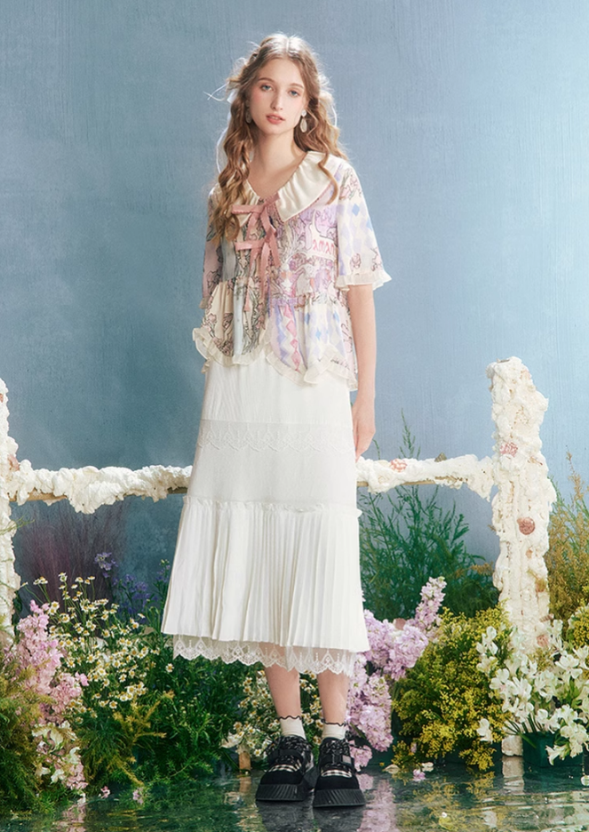Ethereal Lace Tiered White Skirt