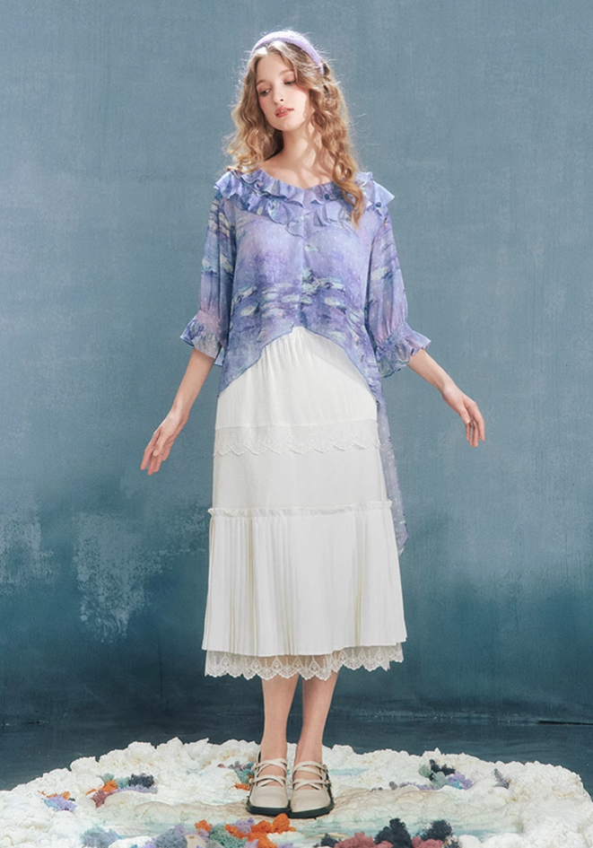 Ethereal Lace Tiered White Skirt