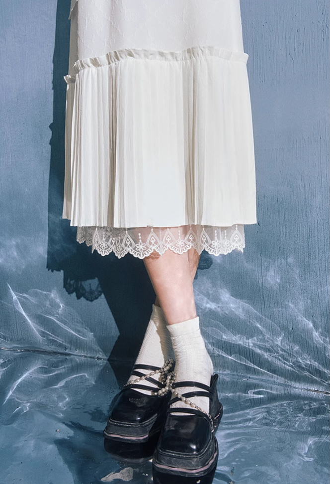 Ethereal Lace Tiered White Skirt