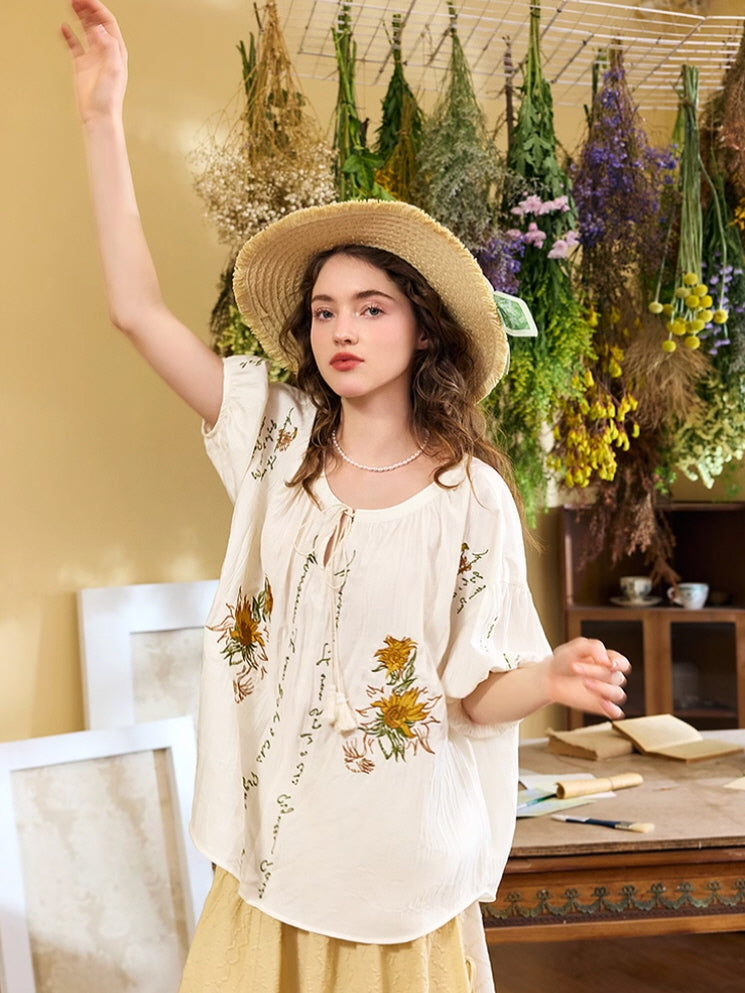 Sunflower Breeze Cottagecore Blouse