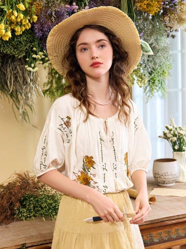 Sunflower Breeze Cottagecore Blouse