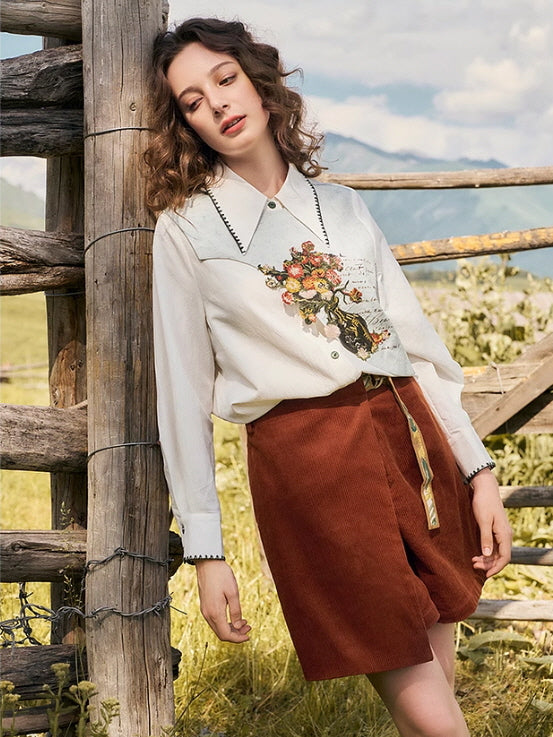 Vintage Floral Embroidery Blouse