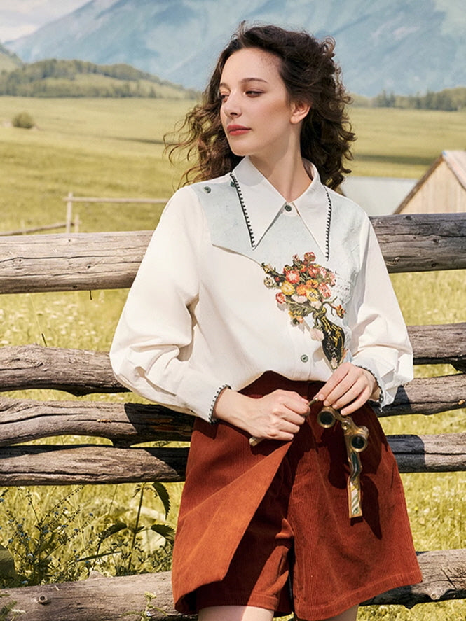 Vintage Floral Embroidery Blouse