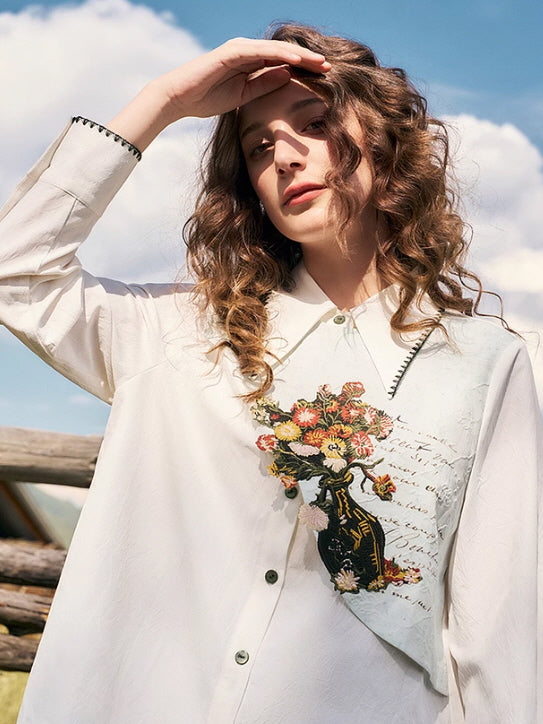Vintage Floral Embroidery Blouse