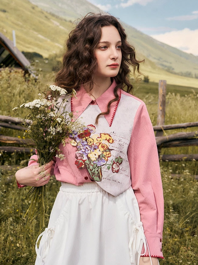 Vintage Floral Embroidery Blouse
