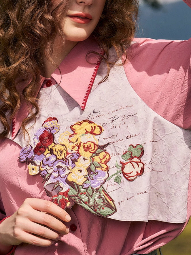 Vintage Floral Embroidery Blouse