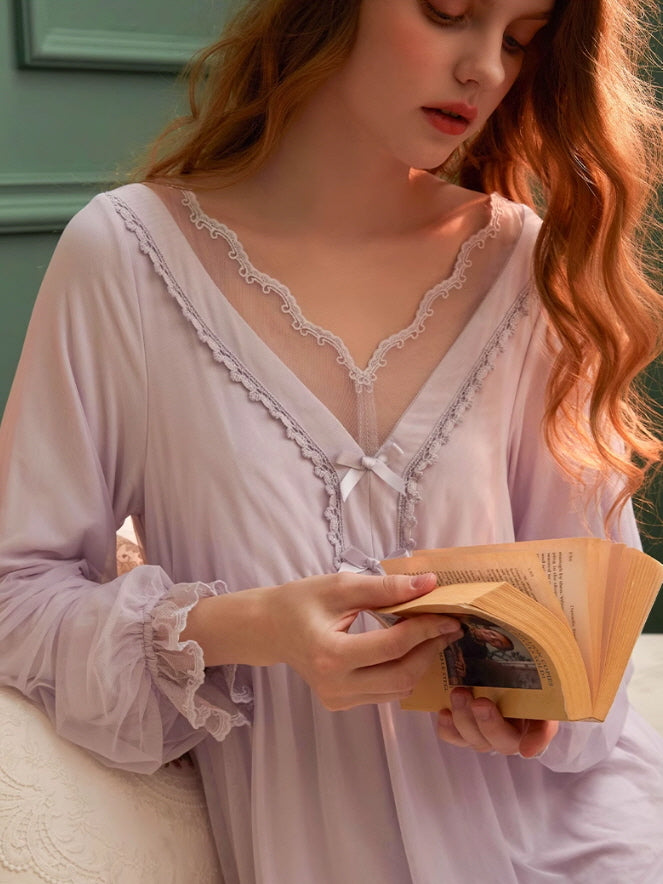 Dreamy Lace-Trimmed Princess Nightgown