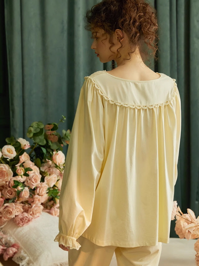 Ethereal Romance Lace Trim Pajama Set