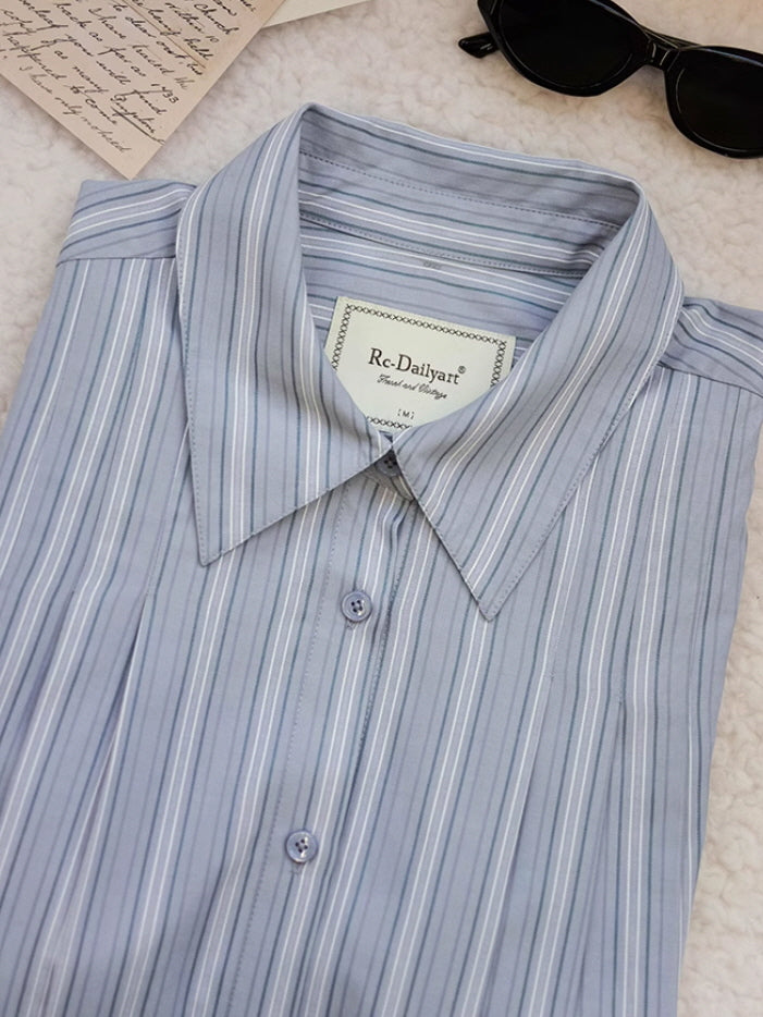 Vintage Striped Bow-Tie Blouse