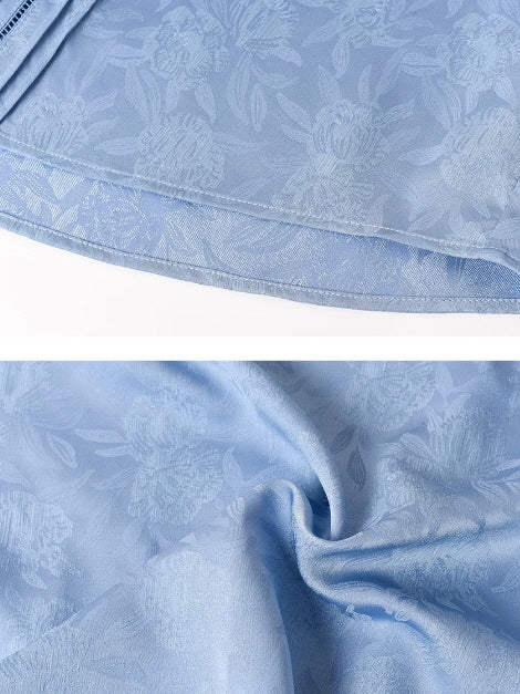 Vintage Floral Embossed Sailor Collar Blouse