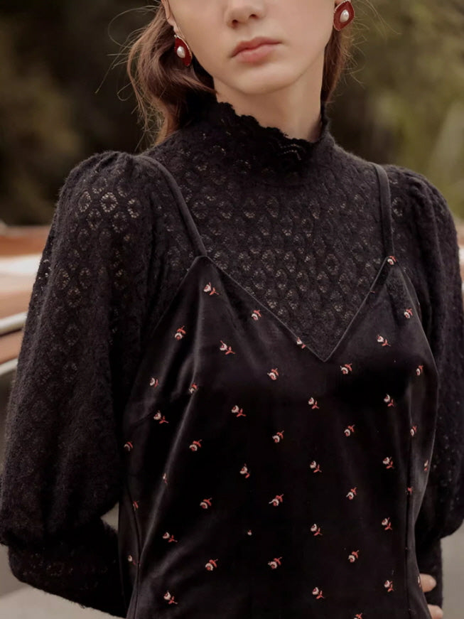 Midnight Rose Velvet Dress