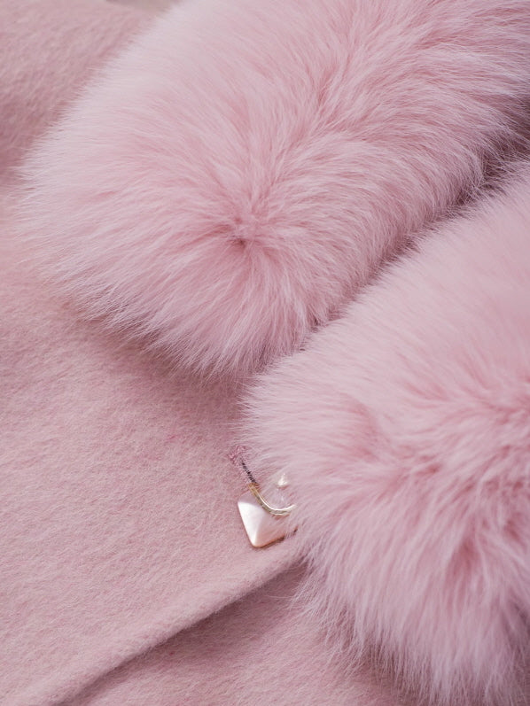 Fur Collar Wool Double-Breasted Coat