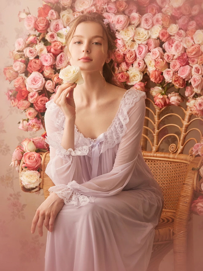 Ethereal Lace Romance Nightgown Light Purple / XS Ethereal Lace Romance Nightgown Light Purple / XS