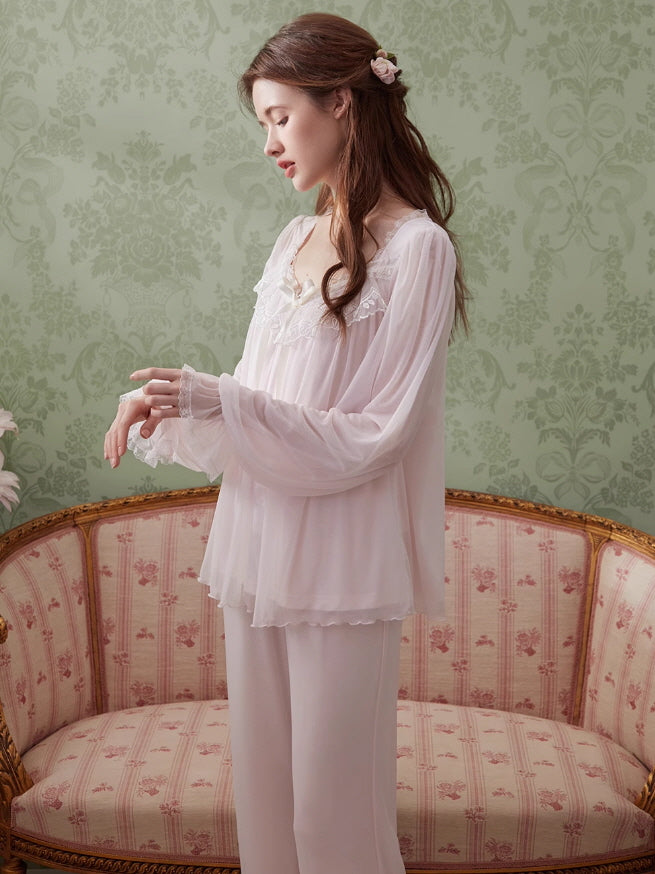 Ethereal Lace Lounge Pajama Set