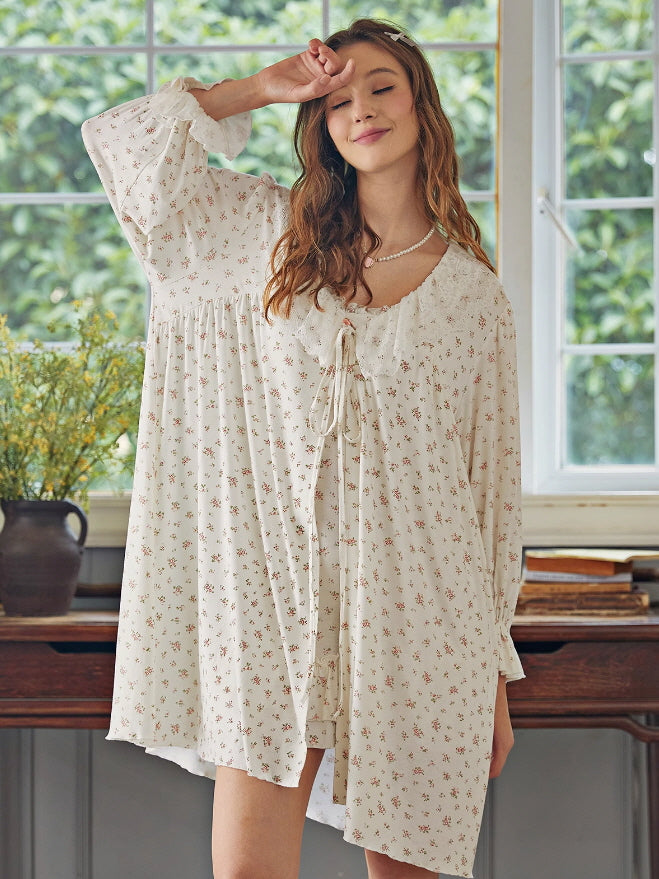 Floral Lace Nightgown Set