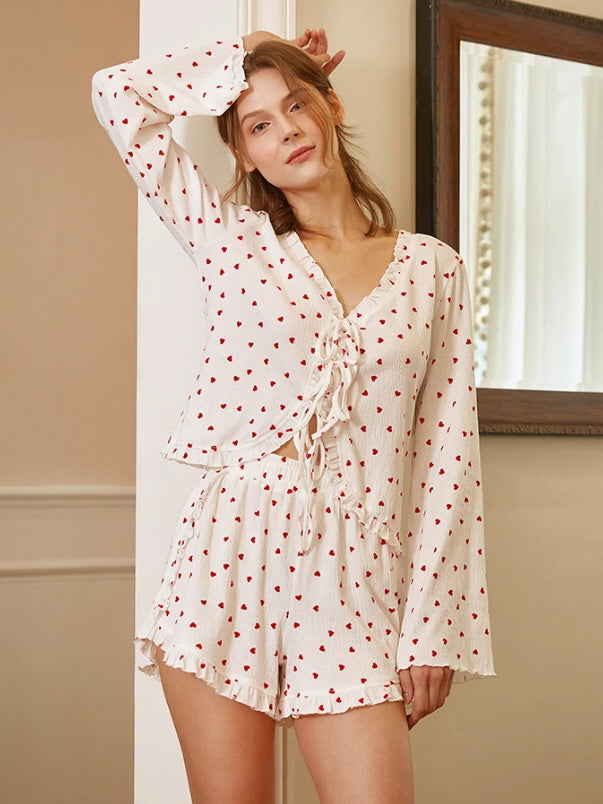 Romantic Heart Print Pajama Set