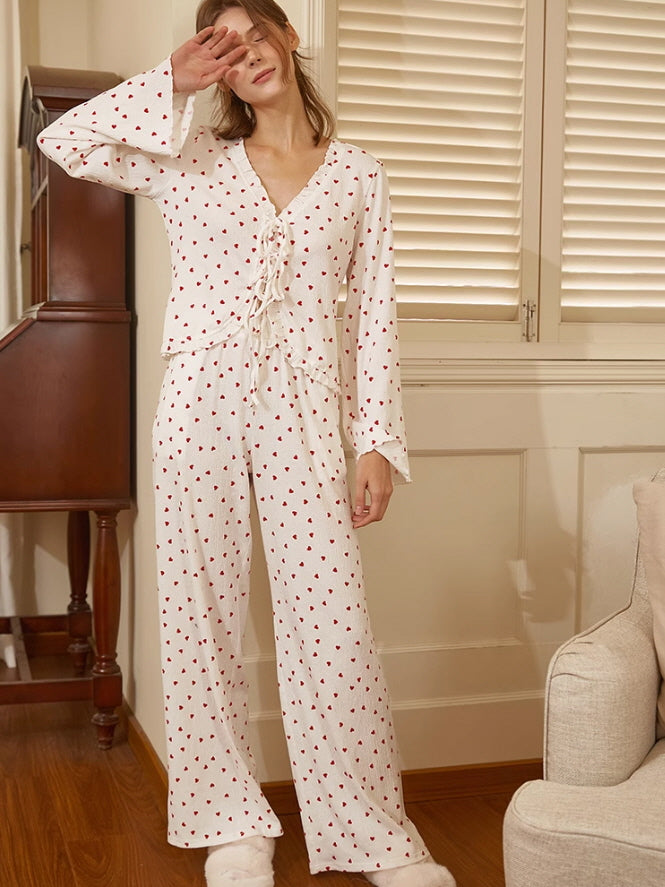 Romantic Heart Print Pajama Set