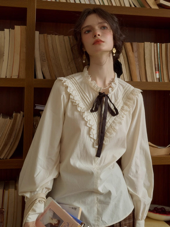 Lace Ribbon Victorian Blouse