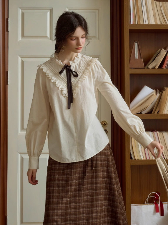 Lace Ribbon Victorian Blouse