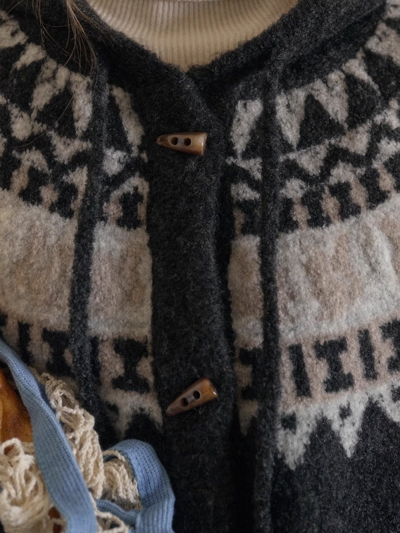 Vintage Nordic-Inspired Wool Blend Cardigan