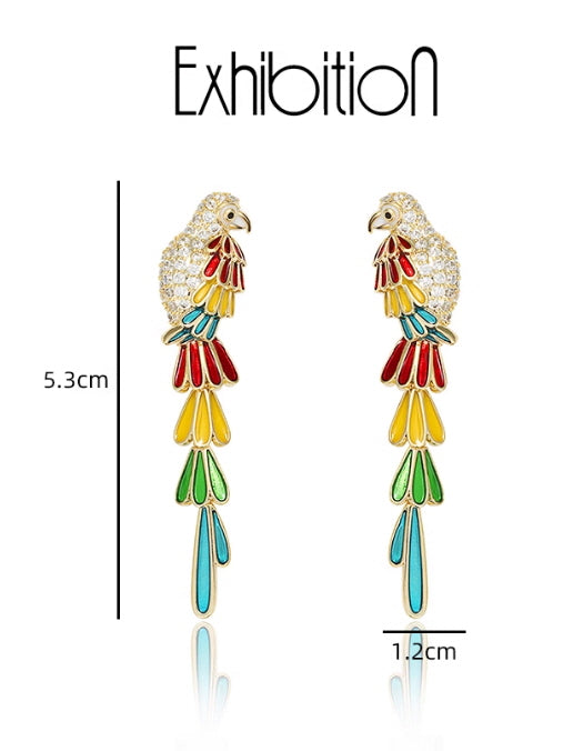 Tropical Parrot Dangle Earrings